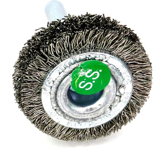 Изображение товара Щетка для дрели дисковая 30x10 мм, с хв-м 6 мм, гофрированная нержавеющая сталь 0.30 мм 13-180 EuroBrush EB-D30SS1