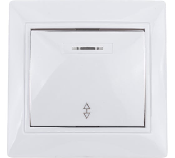 Изображение товара Одноклавишный проходной выключатель с подсветкой, белый UNIVersal Севиль С0125