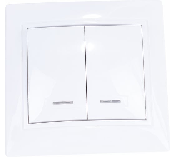 Изображение товара Двухклавишный выключатель с подсветкой, белый UNIVersal Севиль С0123