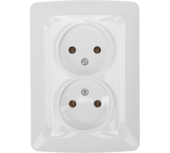 Изображение товара Двойная розетка KRANZ без заземления, скрытой, установки, 10а, белая KR-78-0217