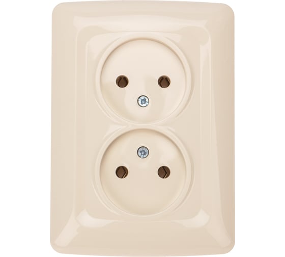 Изображение товара Двойная розетка KRANZ без заземления, скрытой установки, 10а, бежевая KR-78-0247