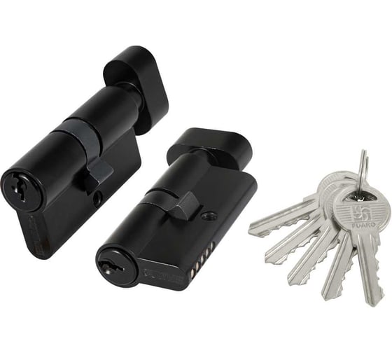 Изображение товара Цилиндровый механизм FUARO (100 ZM/60) 1000ZMKnob60(25+10+25) BL черный 5Key с вертушкой 45437