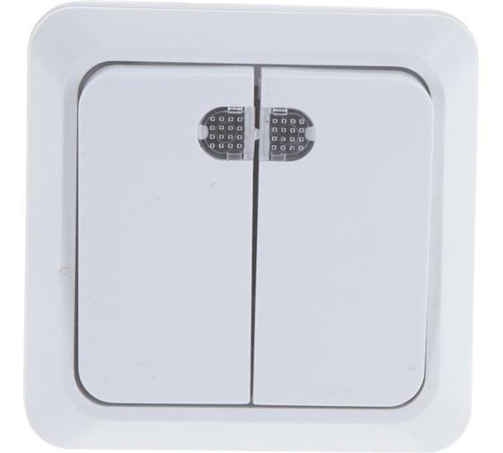 Изображение товара Двухклавишный выключатель с подсветкой, белый UNIVersal Олимп О0123