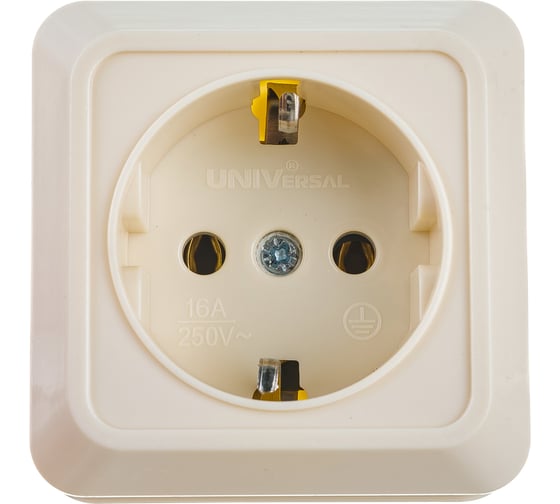 Изображение товара Розетка с заземлением, бежевая UNIVersal Олимп Б-О0028