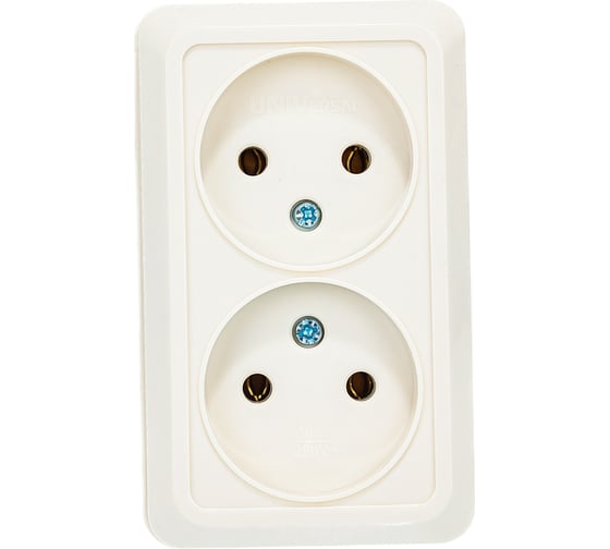 Изображение товара Двойная розетка без заземления, бежевая UNIVersal Олимп Б-О0102
