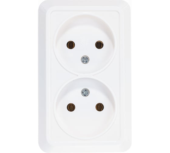 Изображение товара Двойная розетка без заземления, белая UNIVersal Олимп О0102