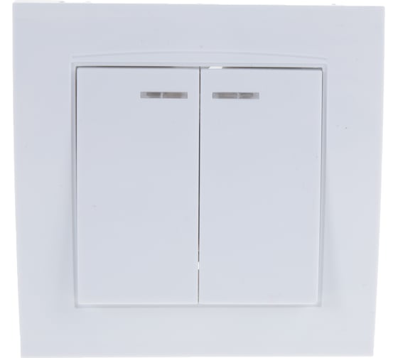 Изображение товара Двухклавишный выключатель с подсветкой, белый UNIVersal Бриллиант 7947410