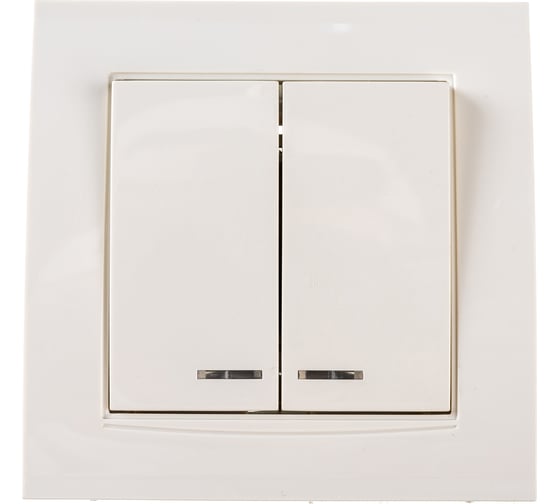 Изображение товара Двухклавишный выключатель с подсветкой, слоновая кость UNIVersal Бриллиант 7948639