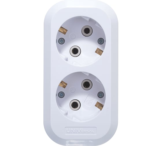 Изображение товара Колодка с заземлением, 2 гнезда, AБС-пластик UNIVersal E302