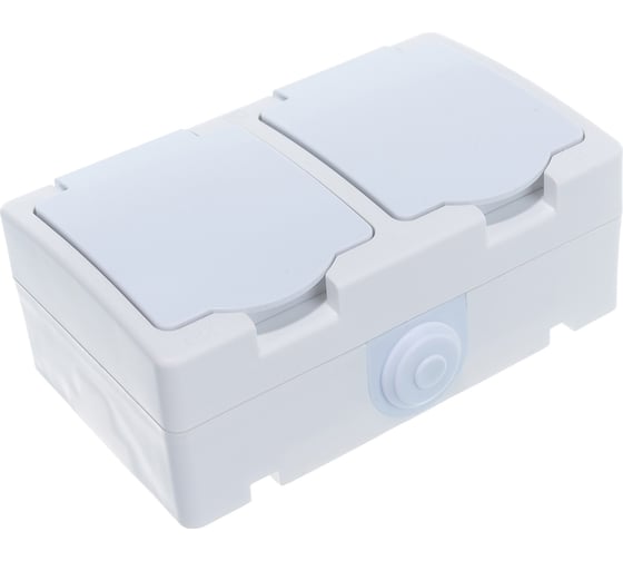 Изображение товара Блок: розетка + розетка с заземлением, с защитными шторками, с крышкой IP-54, белый UNIVersal Аллегро 5562951