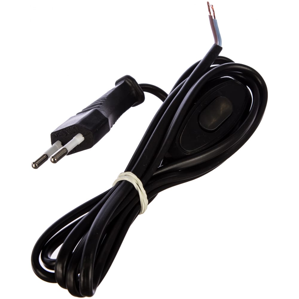 фото Шнур для бра с проходным выключателем, черный шввп 2х0,75 1,7м universal а1060 ч