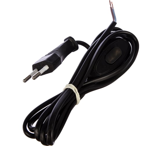 Изображение товара Шнур для бра с проходным выключателем, черный ШВВП 2х0,75 1,7м UNIVersal А1060 Ч