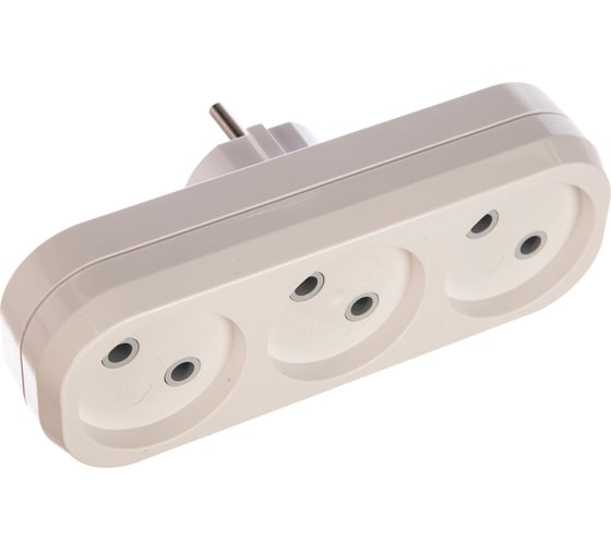 Изображение товара Плоский разветвитель 3 гнезда, без заземления, белый 10А 250В UNIVersal А203