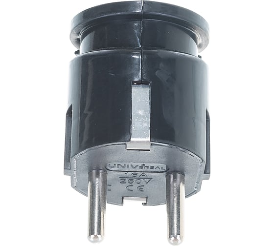 Изображение товара Угловая вилка с/з, черная 16А 250В UNIVersal А0105