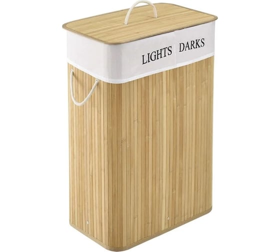 Изображение товара Корзина для белья Homium for Home, Eco, размер 52x32x63 см, квадратная, 2 секции laundry9