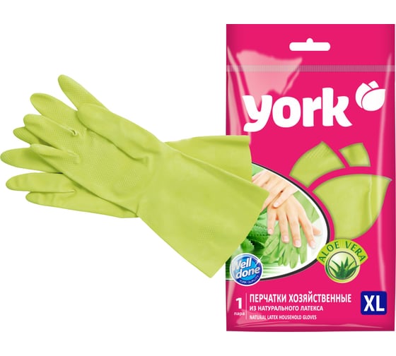 Изображение товара Резиновые перчатки с экстрактом YORK Алоэ р. XL 092290
