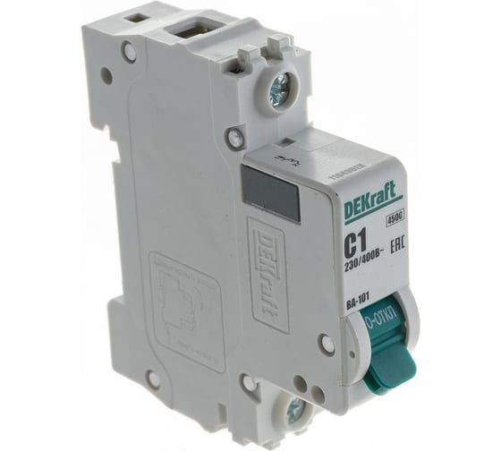 Изображение товара Автоматический выключатель (АВ) DEKraft ВА-101, 1 Р, хар-ка C, 1 А, 4.5 кА 11049DEK
