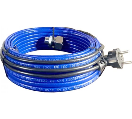 Изображение товара Греющий кабель для установки в трубу Истэк с сальниковым узлом - 8м ГКвТ 8м (синий)