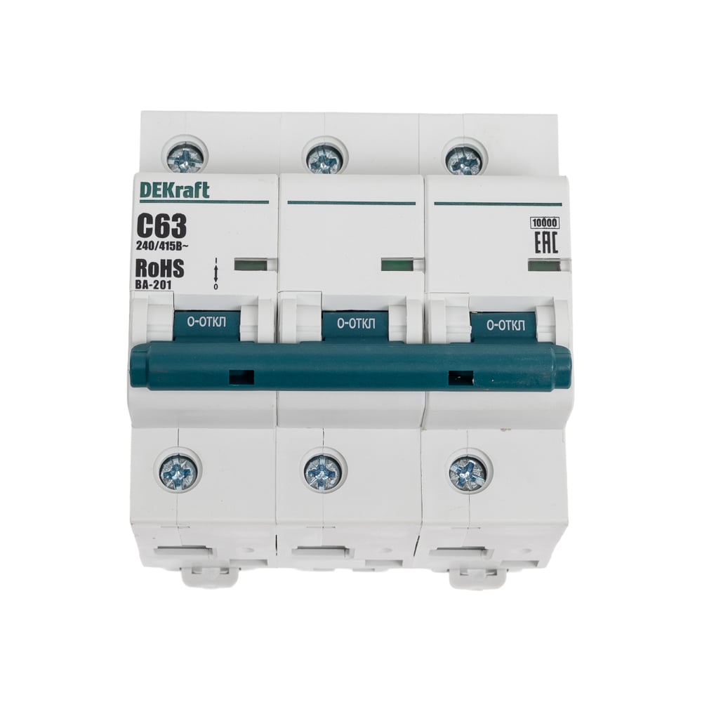 Изображение товара Автоматический выключатель DEKraft ВА-201 63А 10кА тип C монтаж DIN-рейка