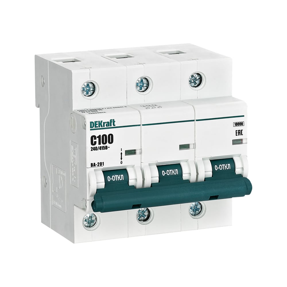 Изображение товара Автоматический выключатель DEKraft ВА201-3П-100А-C 230/400 В 3П IP20