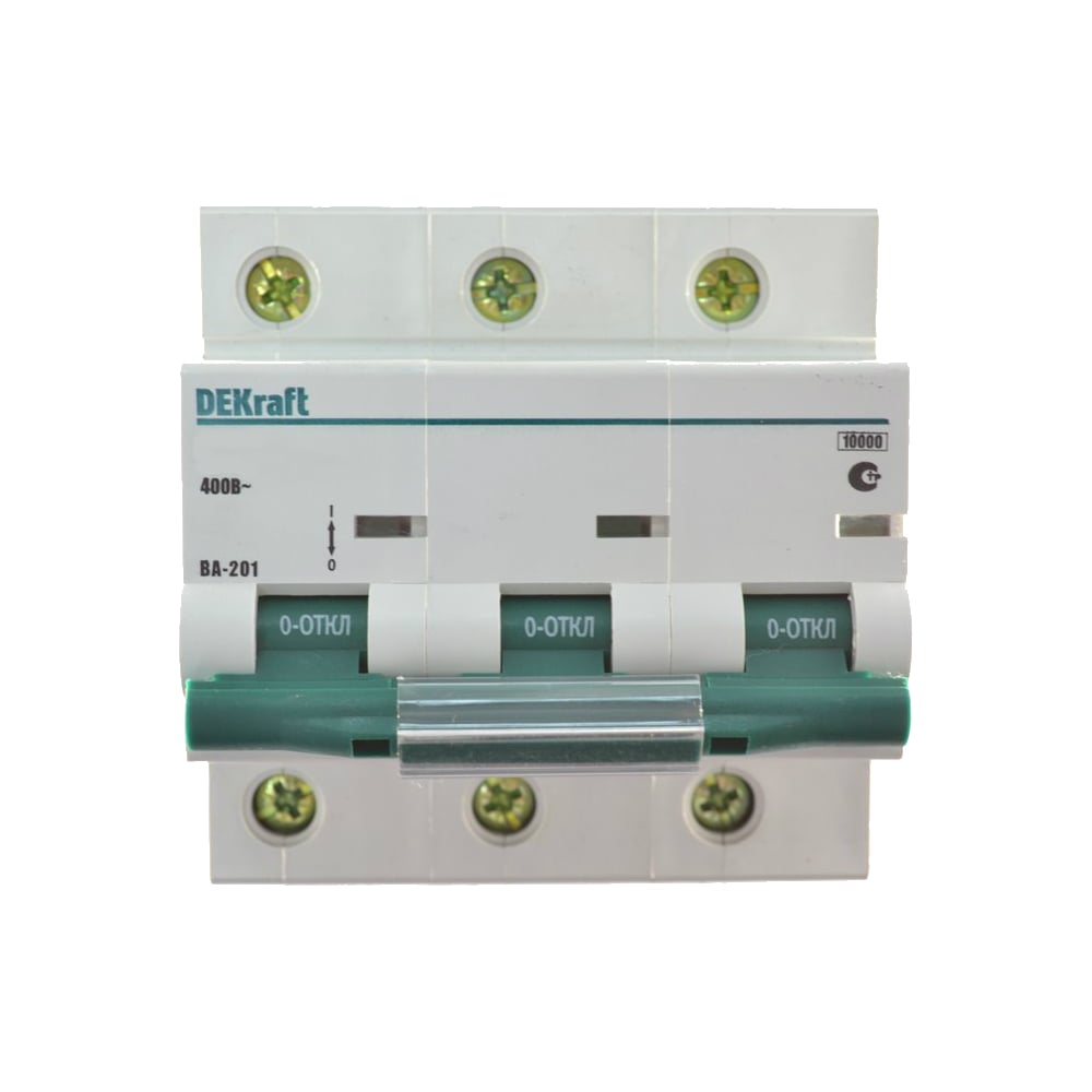 Изображение товара Автоматический выключатель DEKraft VA201-3P-063A-D 63А, IP20, для DIN-рейки
