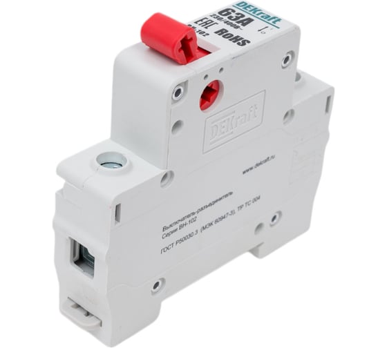 Изображение товара Выключатель нагрузки ВН-102, 63 А, 1 Р, 400 В Dekraft 17003DEK