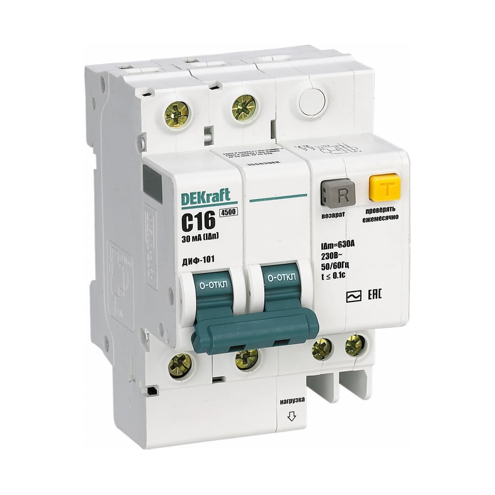 Изображение товара Дифавтомат DEKraft ДИФ101-2Р-016А-030-C 15003DEK 121961 для защиты электросетей