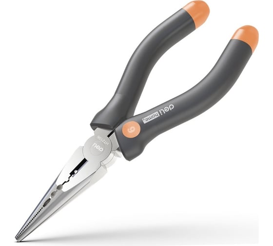 Изображение товара Удлиненные плоскогубцы DELI home series gray ht2106c 160 мм, эксклюзивный дизайн, рукоятка софттач пластик, подарочная упаковка 112894