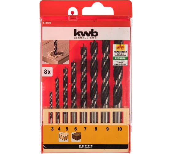 Изображение товара Набор сверл по дереву (8 шт; 3-10 мм) KWB 5141-00