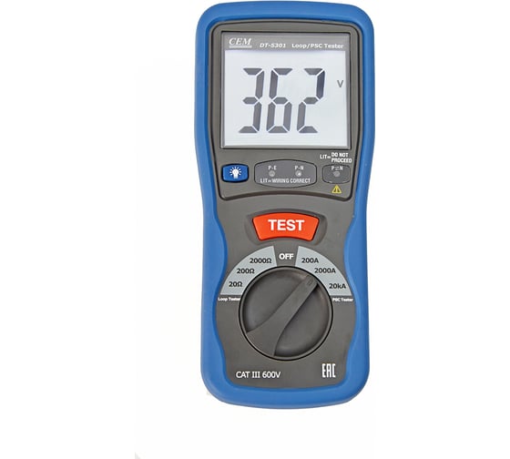 Изображение товара Измеритель R петли фаза-нуль и тока короткого замыкания СЕМ DT-5301 481899