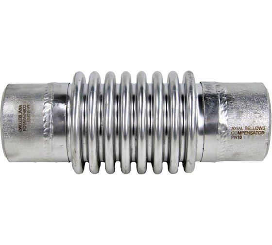 Изображение товара Компенсатор сильфонный DN.ru (сталь SS304) осевой Ду100 Ру16 приварной, без кожуха, ход 60 мм D140-01116