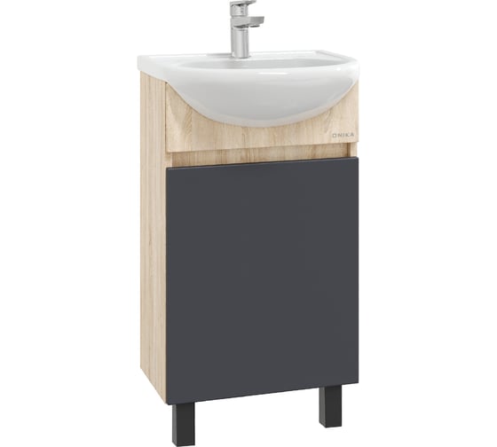 Изображение товара Тумба с раковиной Onika Милтон 45 напольная, серая/дуб сонома 104512