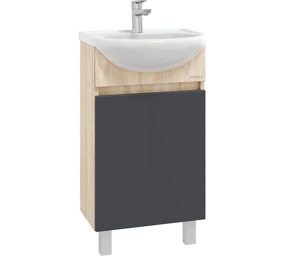 Изображение товара Тумба с раковиной Onika Милтон 45 напольная, серая/дуб сонома 104512