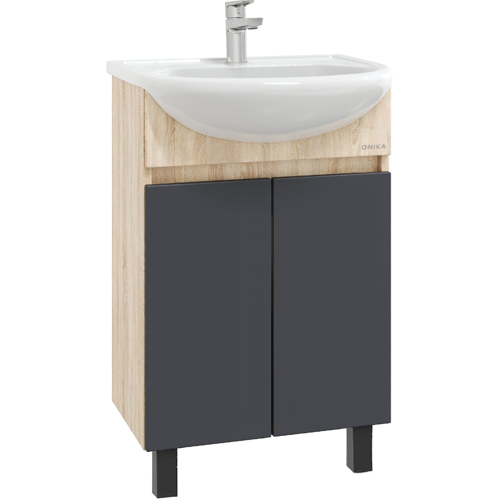 Изображение товара Тумба с раковиной Onika Милтон 50 напольная серый/дуб сонома