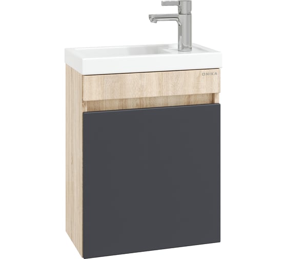 Изображение товара Тумба с раковиной Onika Милтон 45 подвесная, серая/дуб сонома 104511