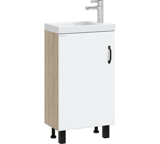 Изображение товара Тумба с раковиной Onika тимбер 45 напольная, белая мат./дуб сонома 104508