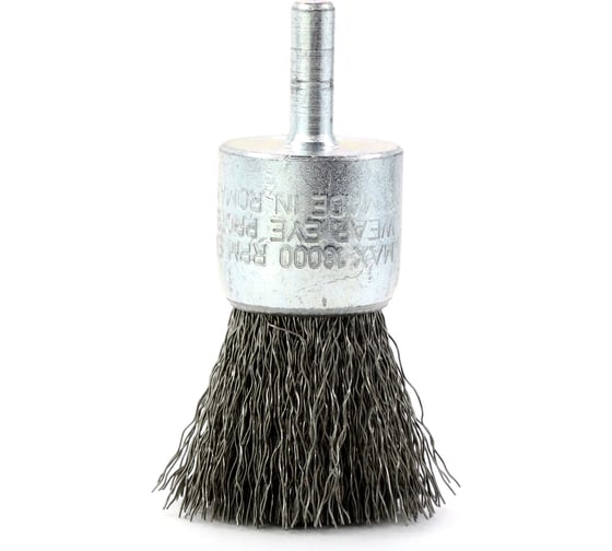 Изображение товара Щетка концевая для дрели 28х6 мм, проволока нержавеющая сталь 0.3 мм SIT 2495
