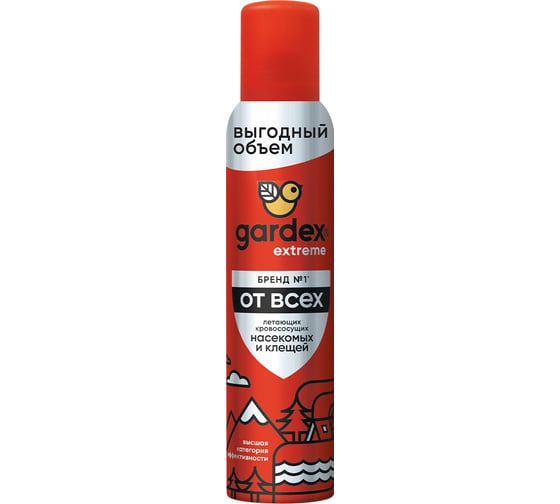 Изображение товара Аэрозоль от всех летающих кровососущих насекомых и клещей Gardex Extreme 200 мл 0100