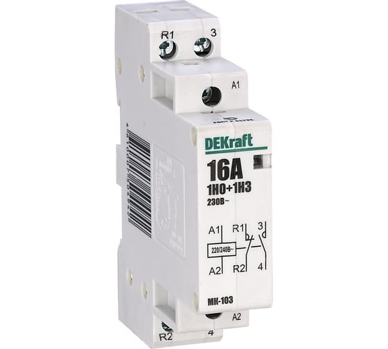 Изображение товара Модульный контактор DEKraft МК-103 1НО+1НЗ, 16 А, 230 В 18051DEK