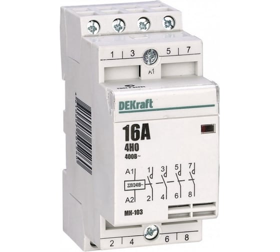 Изображение товара Контактор модульный DEKraft МК-103 4НО, 16 А, 230 В 18053DEK