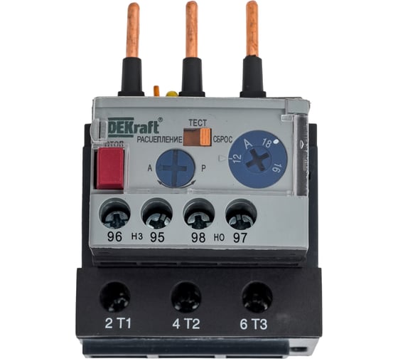 Изображение товара Тепловое реле РТ-03, для контактора КМ-103, 25-32 А, 12-18 А Dekraft 23120DEK