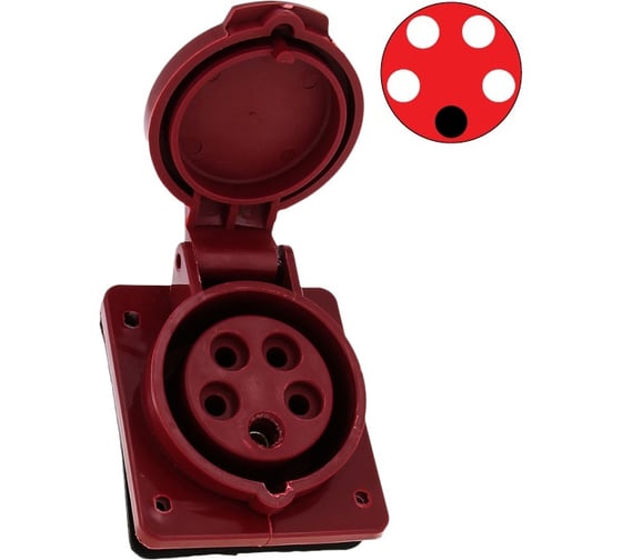 Изображение товара Розетка щитовая для скрытой проводки РЩ-102, 3Р+РЕ+N, 16А, 380-415 В, IP44, 1113737, Dekraft 26052DEK