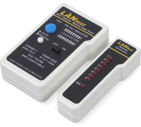 Изображение товара Тестер для витой пары Cabeus с переходниками для коаксиального кабеля HT-519CT