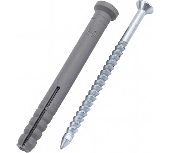 Изображение товара Дюбель-гвоздь Tech-Krep 6x60 мм, потайная манжета, полипропилен, 500 шт. 154275