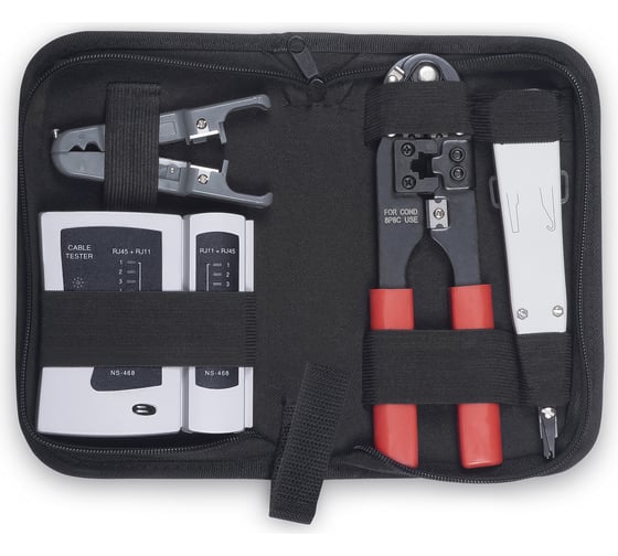 Изображение товара Набор инструментов Cabeus инструмент обжимной, инструмент для заделки витой пары, зачистка, тестер HT-TK-02