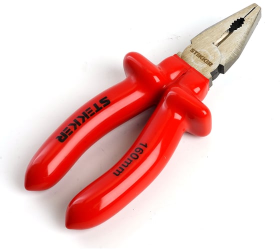 Изображение товара Диэлектрические комбинированные плоскогубцы STEKKER 160мм, Cr-V, PLE1-160-S, 39776