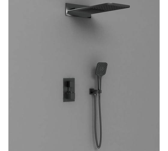 Изображение товара Душевой комплект VINCEA термостатический встраиваемый, двухрежимный, черный VSFW-103TMB