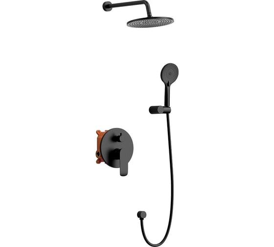 Изображение товара Душевой комплект VINCEA Esse встраиваемый, 2 режима, ограничитель давления Hi Box, черный VSFW-1E1MB