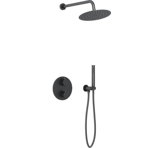 Изображение товара Душевой комплект VINCEA термостатический встраиваемый, двухрежимный, черный VSFW-101TMB