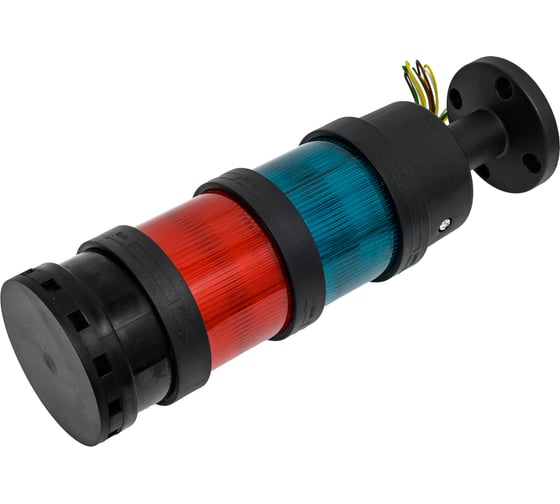 Изображение товара Светосигнальная колонна INNOCONT d=70мм, светодиод, стойка 55мм, основание d=70мм, постоянное свечение, с зуммером, цвет: красный, зеленый, 24VDC, IP65, кабель 0,5м TL70B-024-RG-55